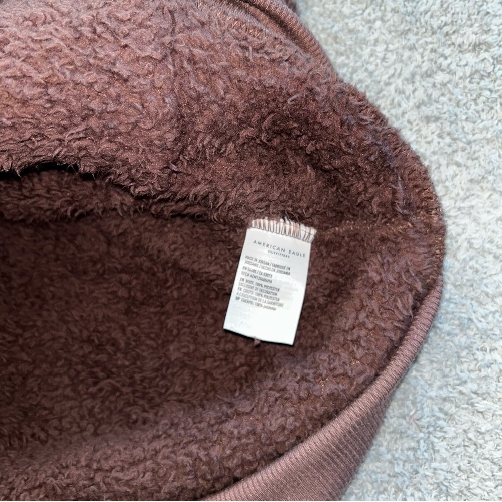 American Eagle Outfitters Brown Sherpa Hoodie size small - Picture 2 of 5